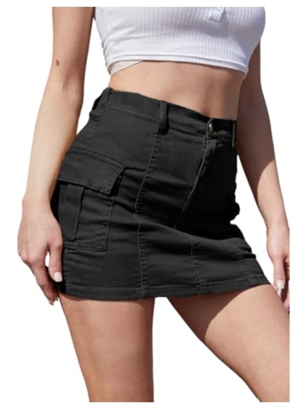 Women's Cargo Mini Bodycon Skirt Stretchy Low Waist Y2K